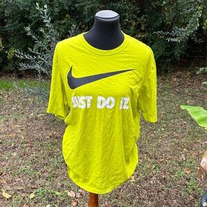 Nike Men's Bright Yellow T-Shirt with Swoosh